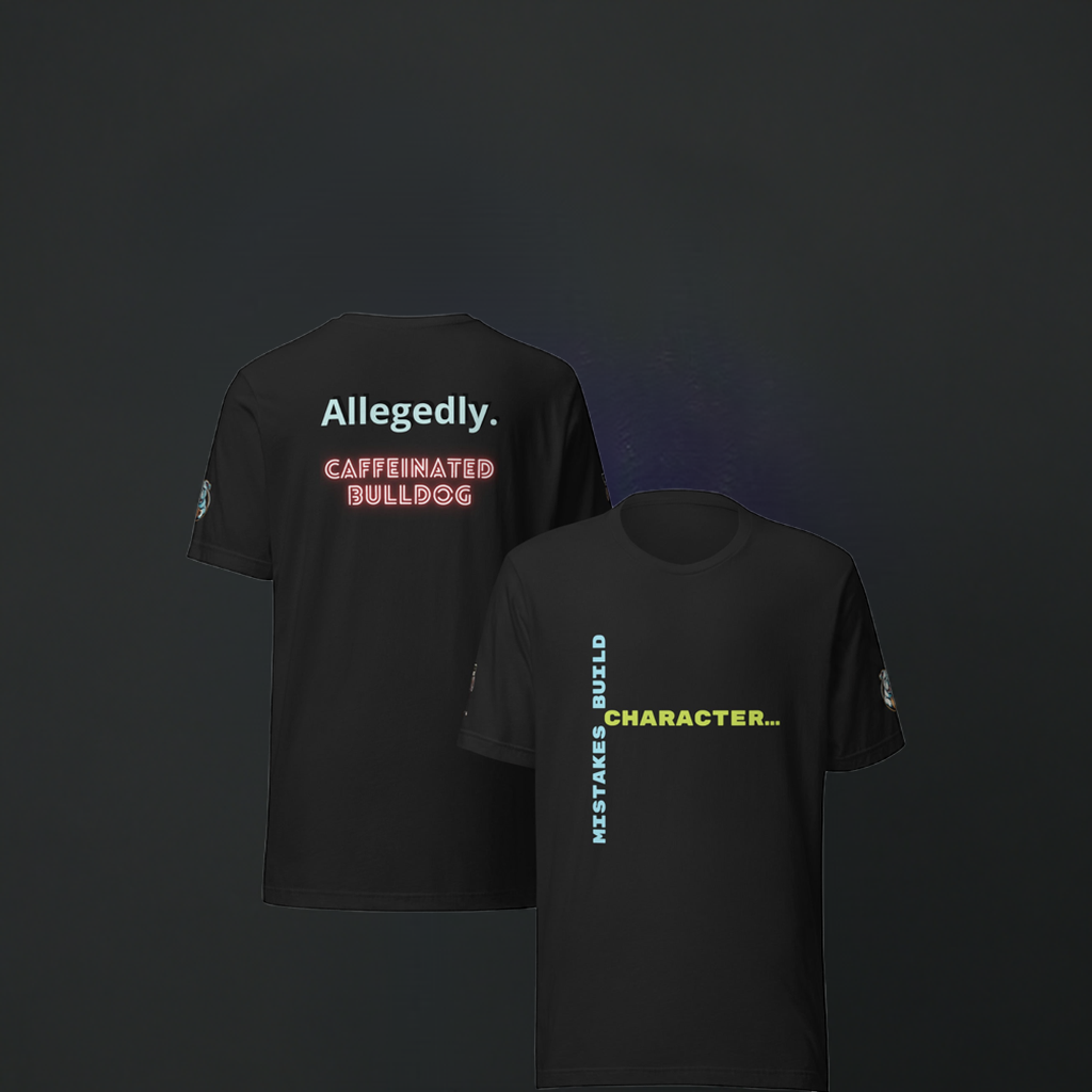 Caffeinated bulldog viral streetwear mistakes build character 2025 T-shirt