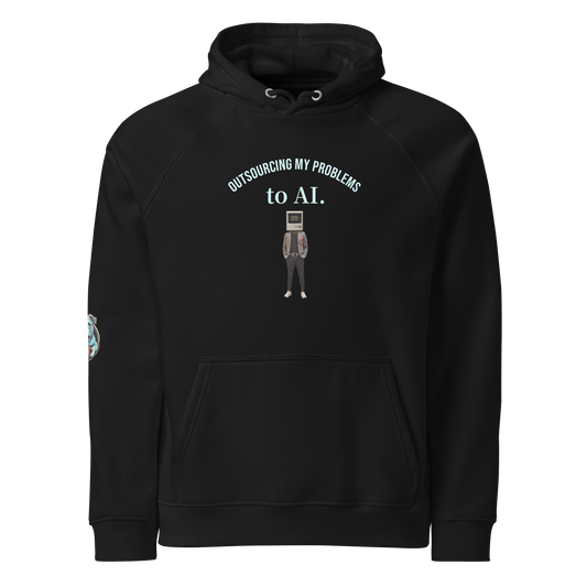 Caffeinated Bulldog  eco raglan hoodie.