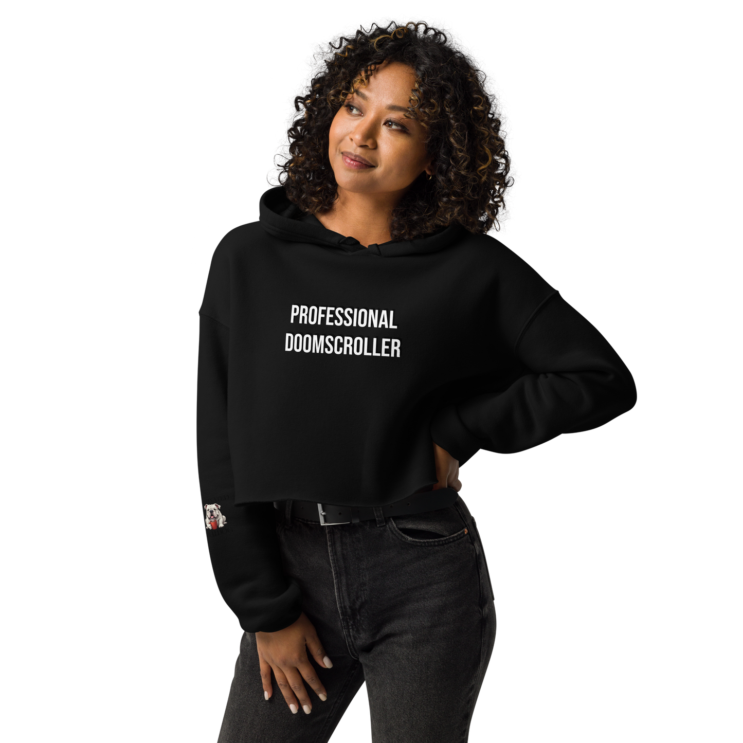 Professional Doomscroller Crop Hoodie.