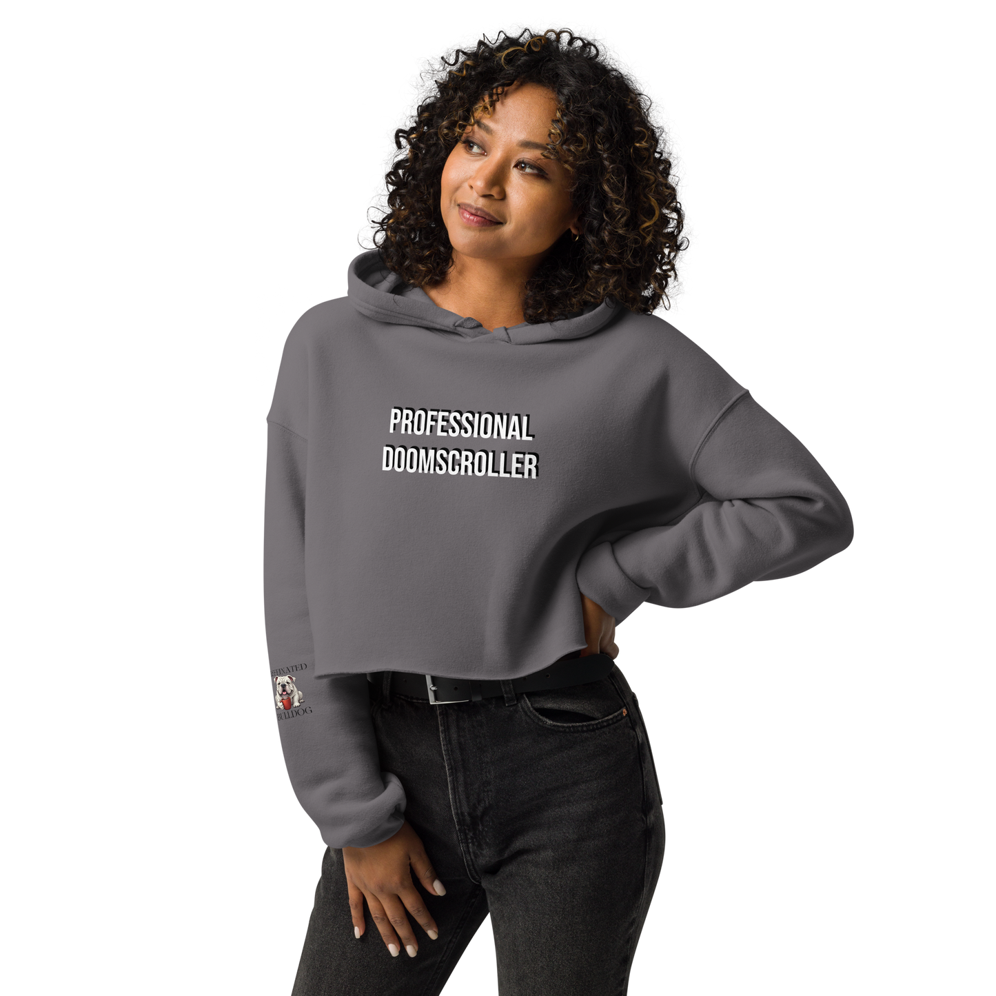 Professional Doomscroller Crop Hoodie.